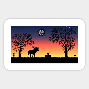 Moose and Squirrel Sunset Sticker